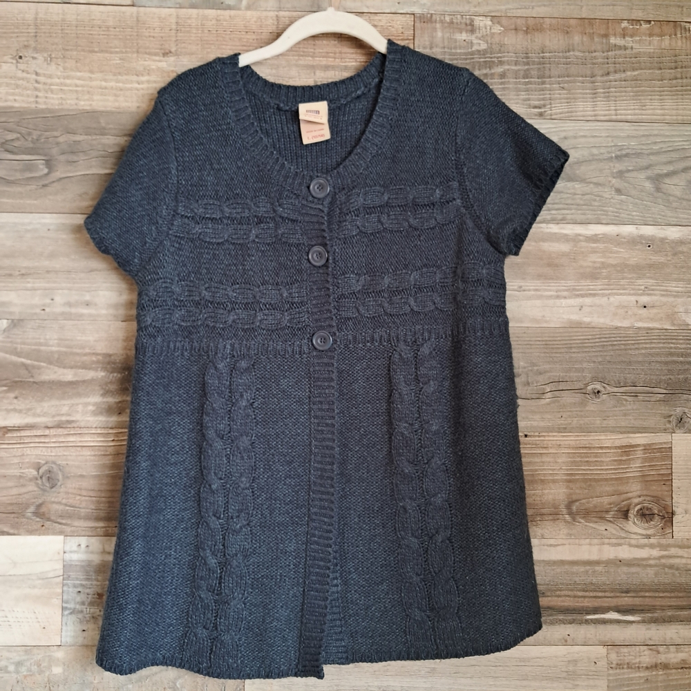 Blue Knit Button-Up Cardigan